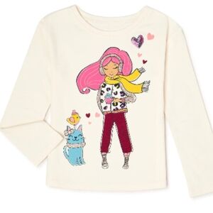 Garanimals Cream Long Sleeve Tee with Pink and Blue Design